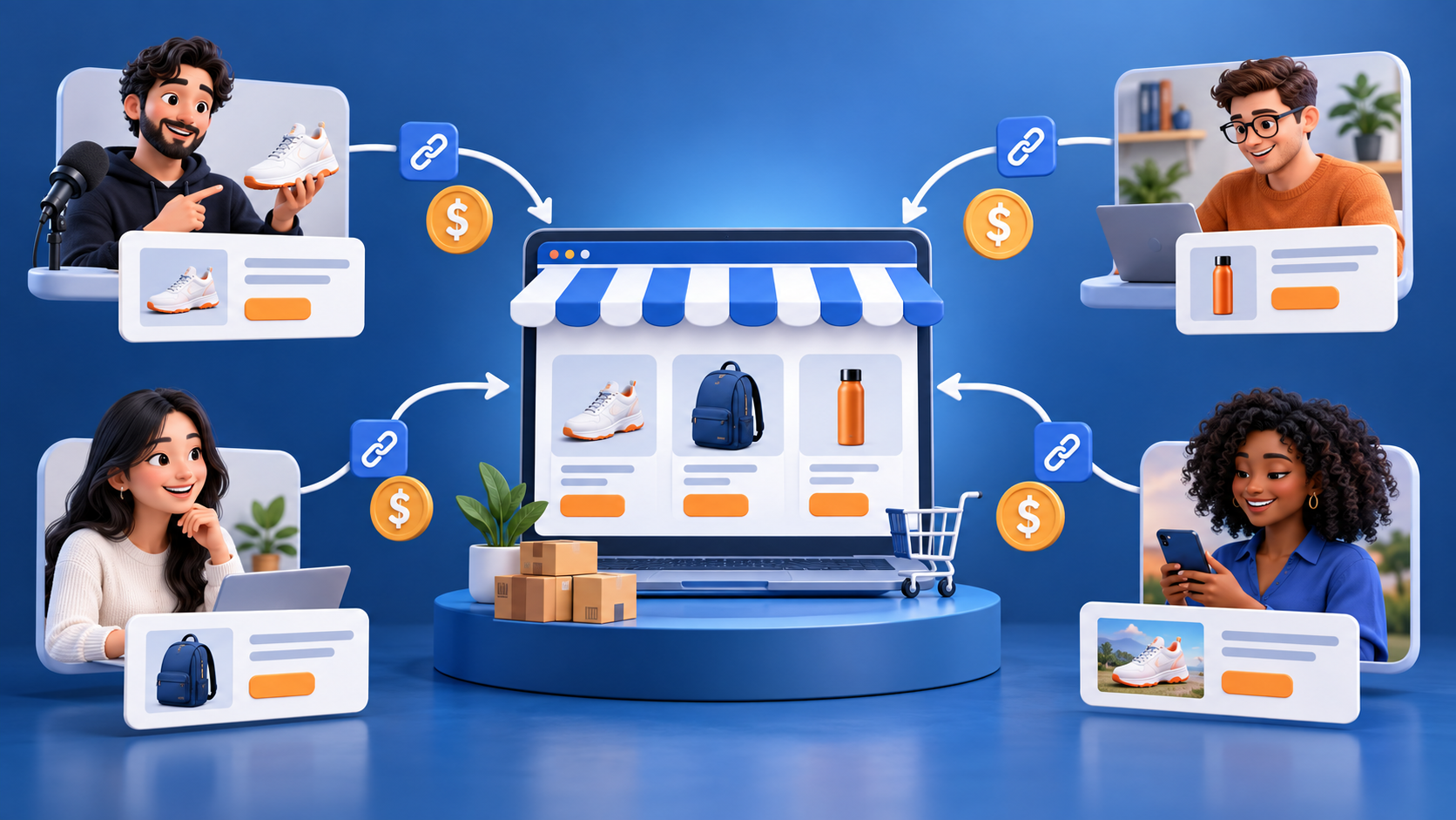 Small business affiliate marketing setup connecting a website with partner creators