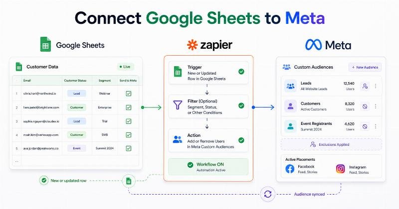 Google Sheets Custom Audiences by Zapier: Connect Spreadsheet Contacts with Meta Ads