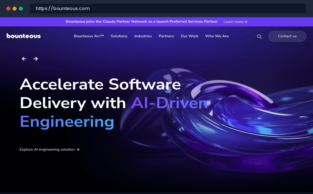 Bounteous Official Website Screenshot - Custom Website & Web Application Development