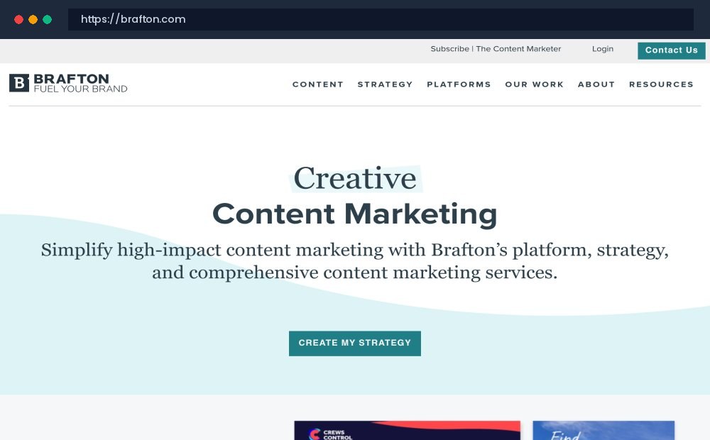 Brafton Official Website Screenshot - SEO Content Writing & Conversion Copywriting