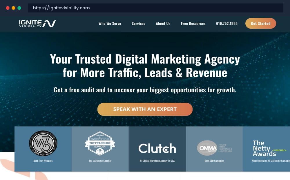 Ignite Visibility Official Website Screenshot - Custom Website & Web Application Development