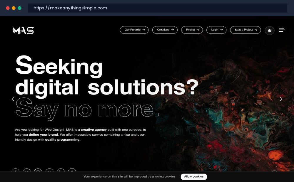 Make Anything Simple (MAS) Official Website Screenshot - Custom Website & Web Application Development