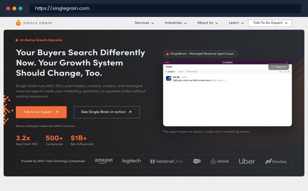 Single Grain Official Website Screenshot - Custom Website & Web Application Development