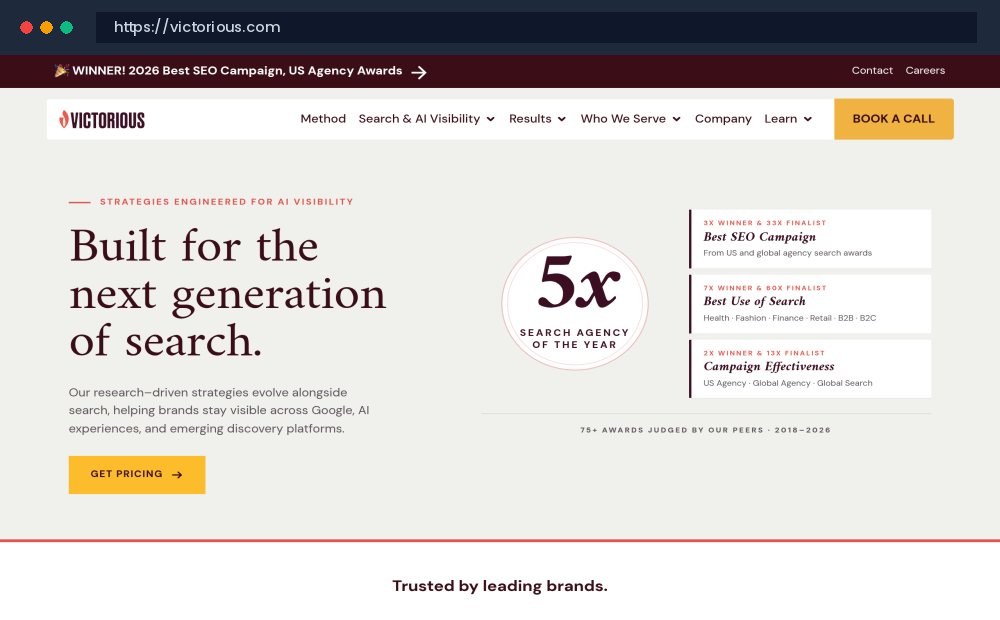 Victorious SEO Official Website Screenshot - SEO Content Writing & Conversion Copywriting