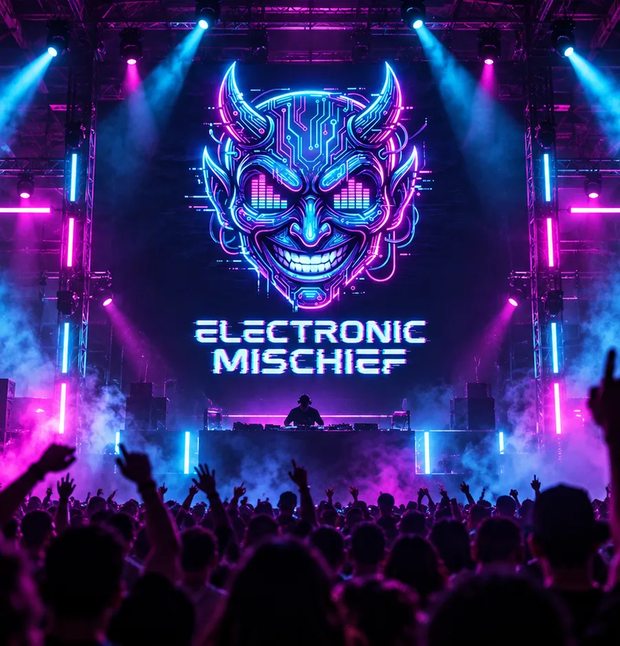 Electronic Mischief — Neon Event Identity