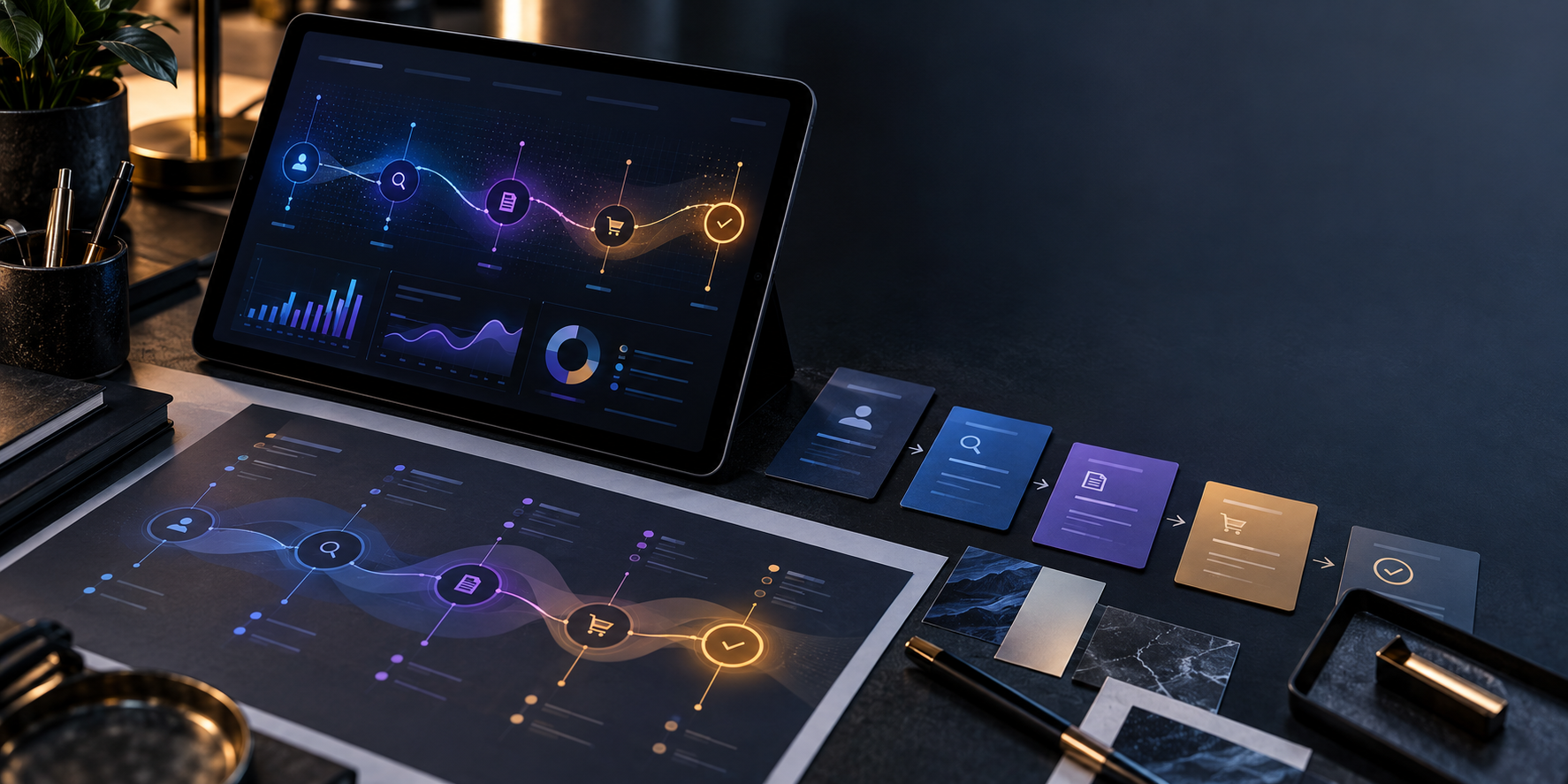 Google Analytics measurement workflow and customer journey visual